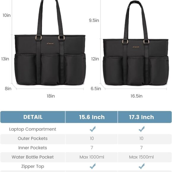 17 Inch Laptop Tote Bag for Women Work, Teacher Tote Bag Nurse Bag, Professional - Picture 5 of 9